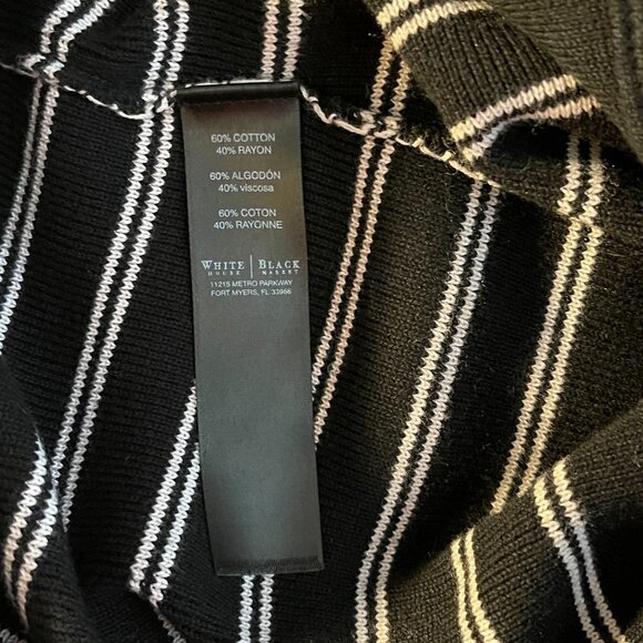 Women's S WHBM Black White Knit Striped Tank Square Neckline Thick Straps - Picture 5 of 6